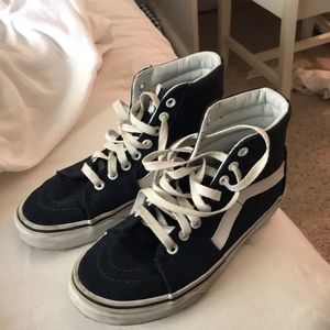 navy blue high top vans